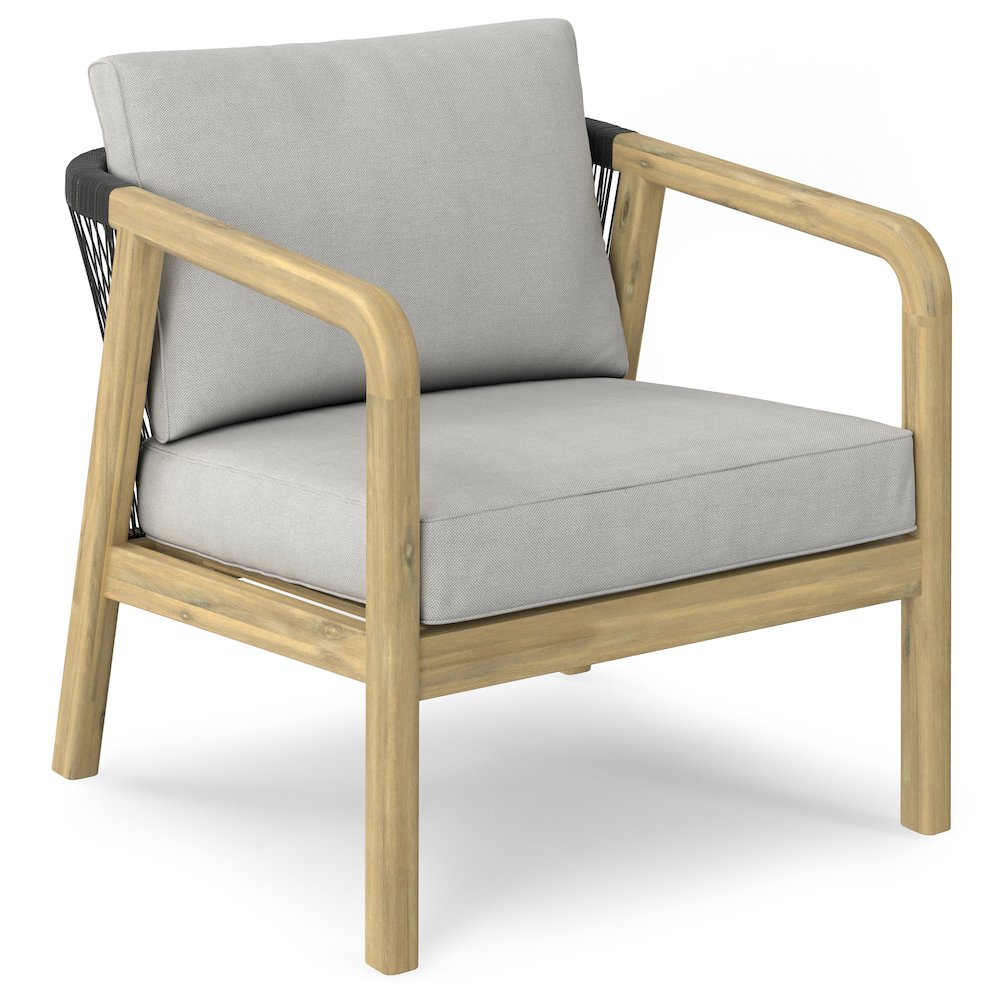 Palmetto Solid Acacia Wood Outdoor Conversation Chair (Set Of 2) In Stone Grey. Picture 3