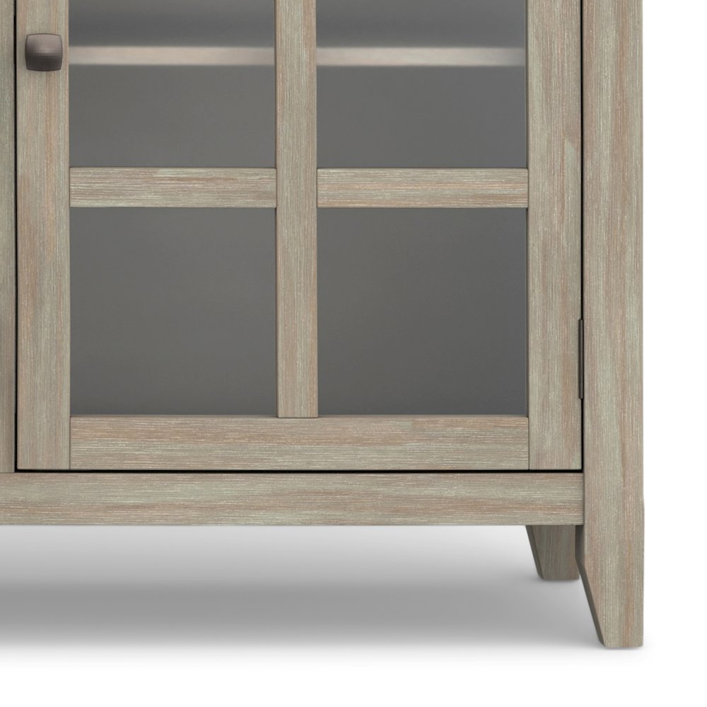 Acadian Solid Wood Wide Storage Cabinet In Distressed Grey. Picture 3