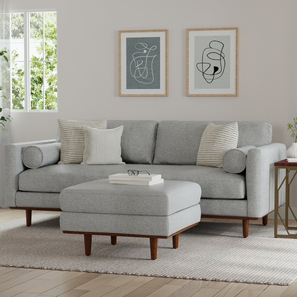 Morrison 89-Inch Sofa And Ottoman Set In Woven-Blend Fabric. Picture 5