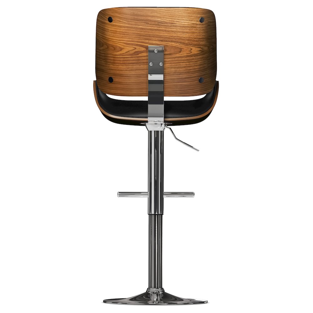 Dixie Adjustable Swivel Bar Stool In Black Vegan Faux Leather. Picture 3