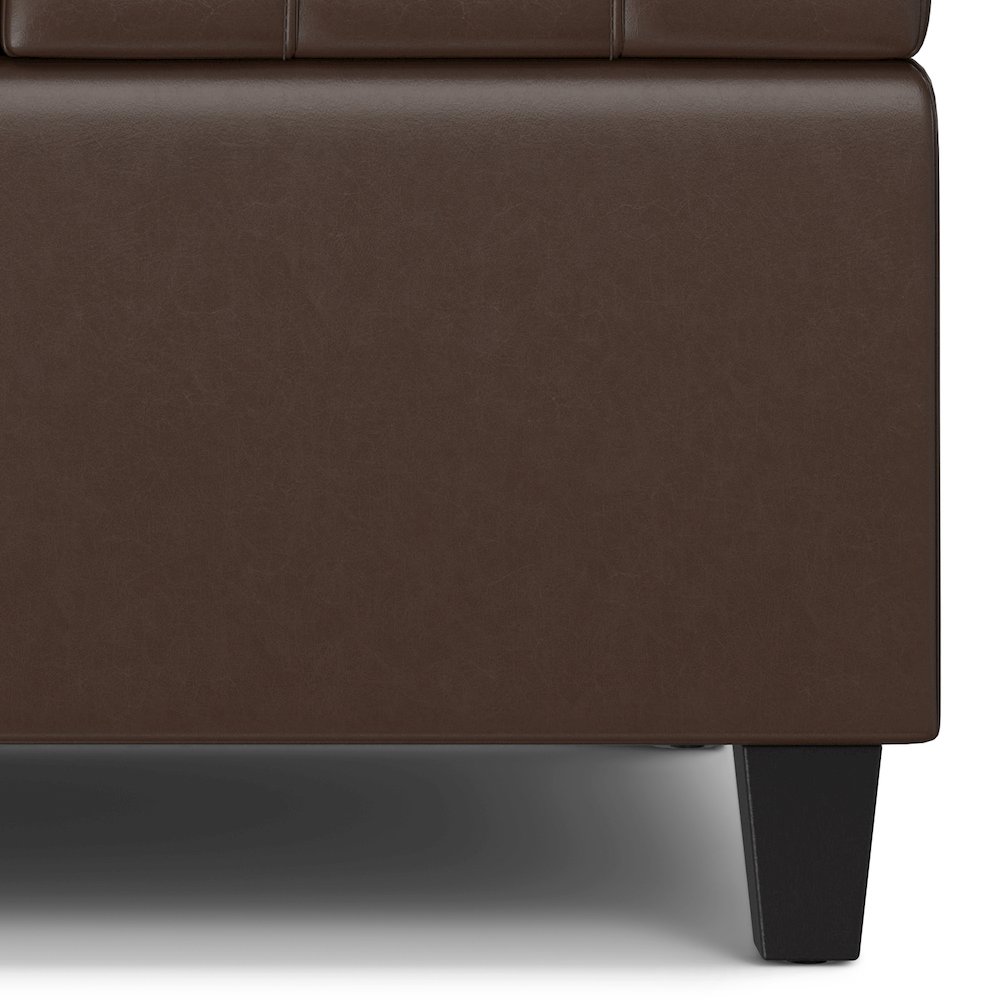 Harrison Small Square Coffee Table Storage Ottoman in Chocolate Brown. Picture 11
