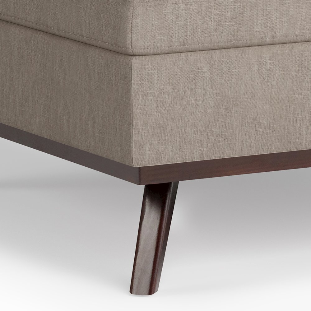 Owen Square Coffee Table Storage Ottoman In Natural Polyester Fabric. Picture 4
