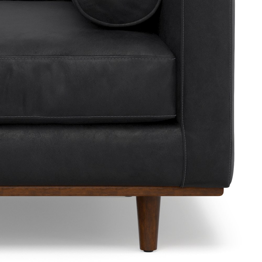 Mid-Century Modern Accent Chair In Lead Black Top Grain Genuine Leather. Picture 3