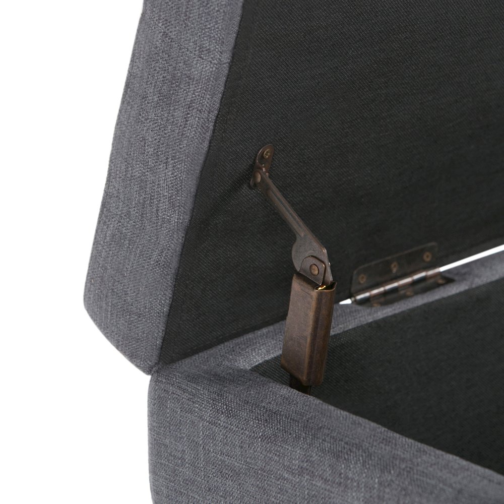 Castleford Storage Ottoman In Slate Grey Linen Look Fabric. Picture 2