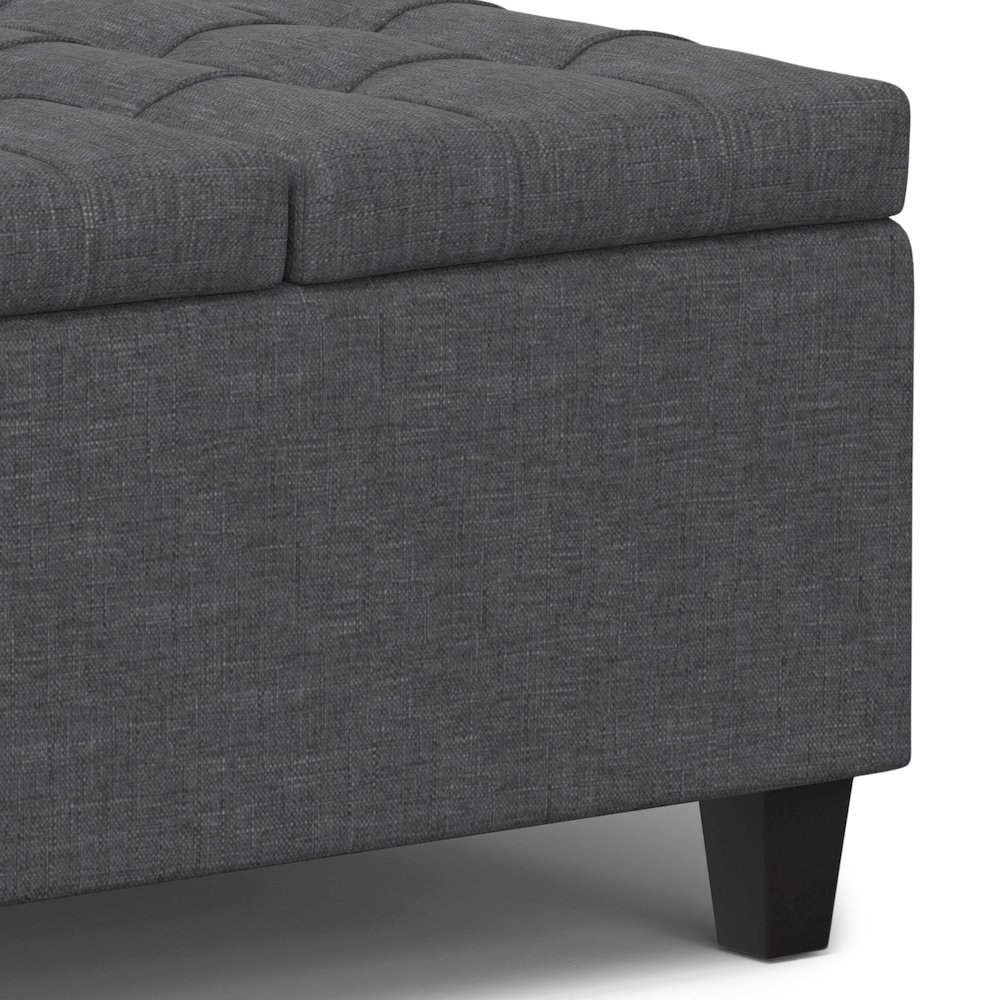 Harrison Small Square Coffee Table Storage Ottoman In Slate Grey. Picture 4