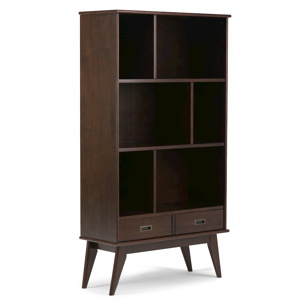 Draper 35 Inch Solid Wood 6 Cubbie Bookcase In Medium Auburn Brown (Set Of 2). Picture 2
