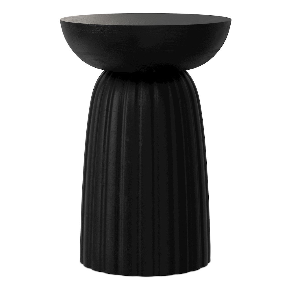 Boyd 13 inch Wide Solid Mango Contemporary Stripe Accent Table in Black. Picture 3