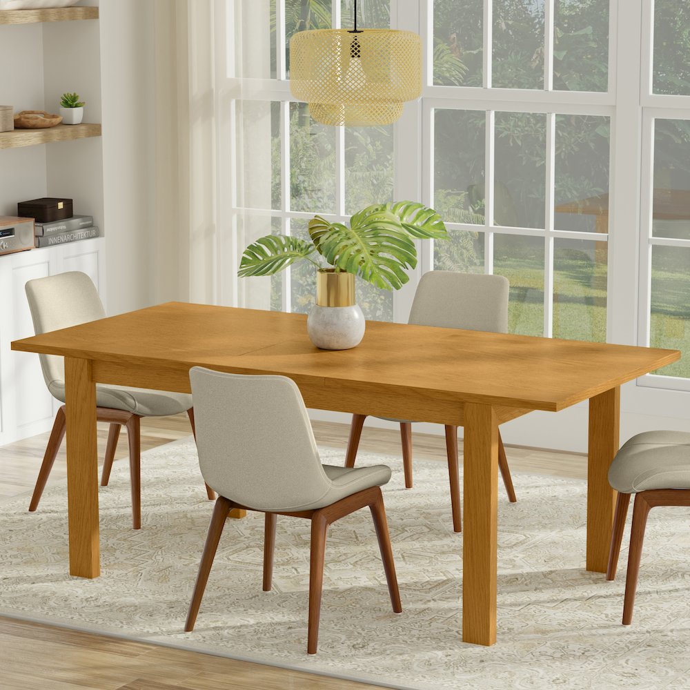 Wilson Extendable Dining Table In Oak Veneer. Picture 4