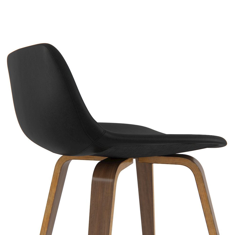 Randolph Bentwood Counter Height Stool (Set Of 2) In Black Vegan Faux Leather. Picture 3