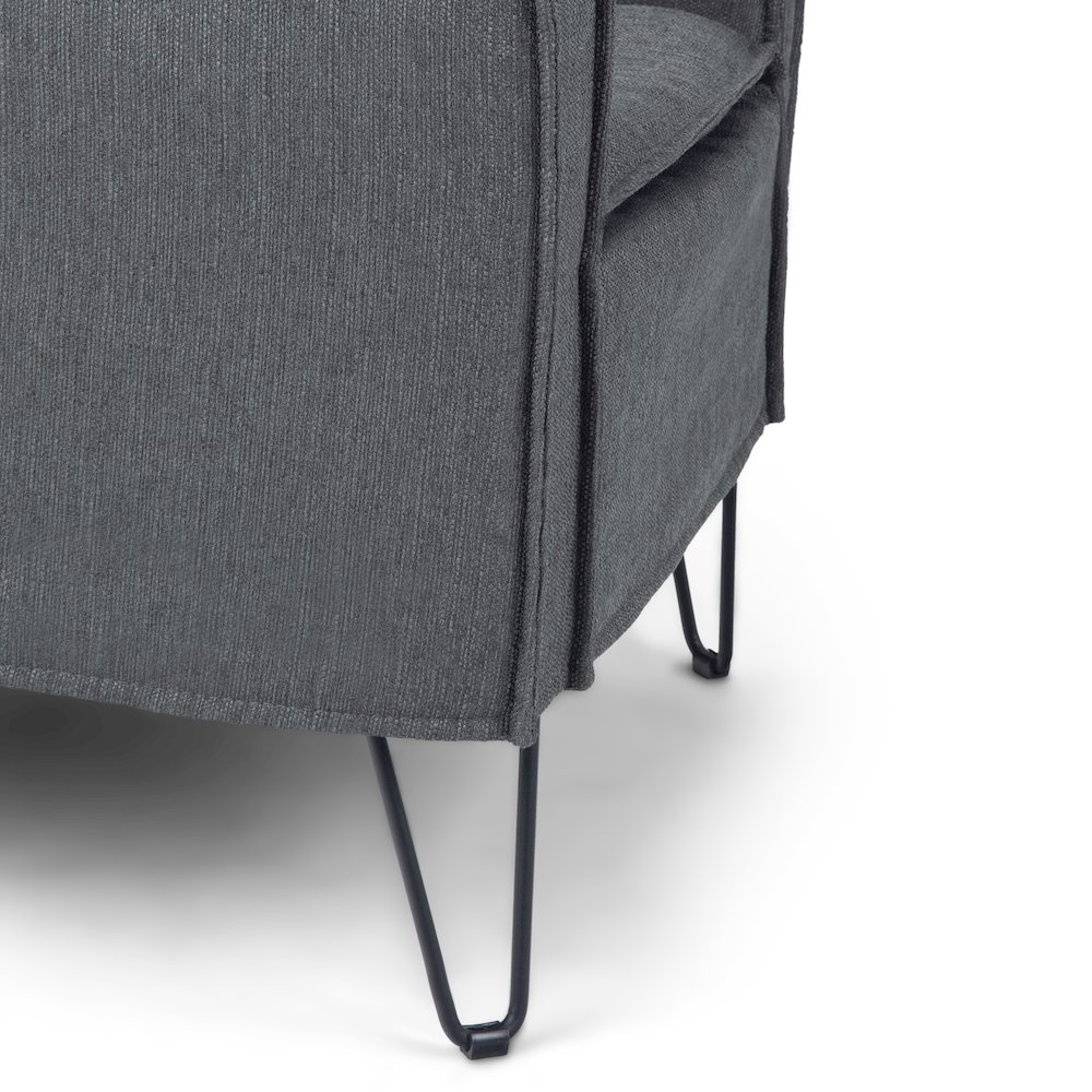 Warren Accent Chair with Hairpin Legs in Slate Grey Woven Fabric. Picture 6
