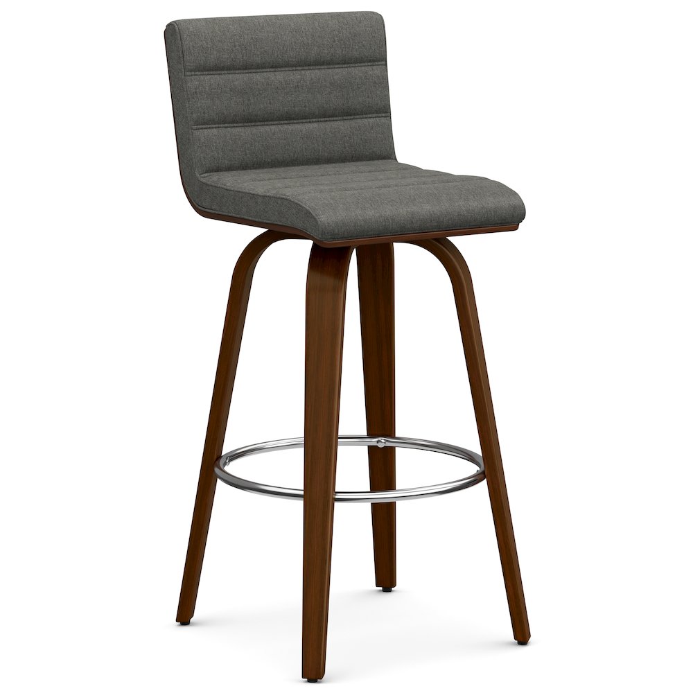 Roland Swivel Bar Stool In Grey Linen Look Fabric. Picture 1