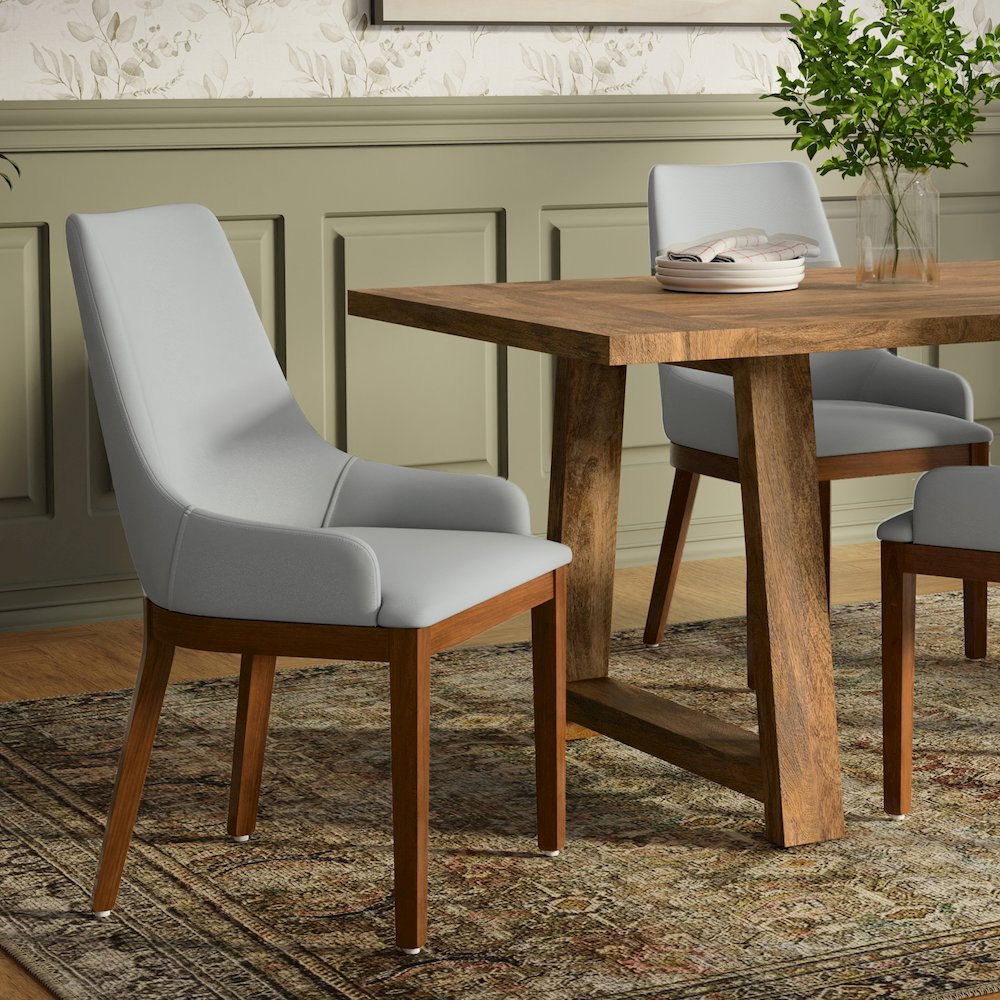 Stephanie Dining Chair (Set of 2) in Light Grey Linen Look Fabric. Picture 2