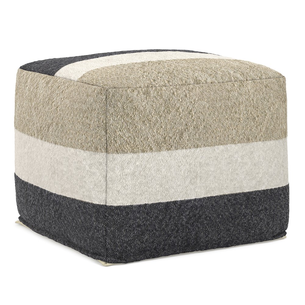 Claudette 18 inch Wide Boho Pouf in Multicolor Acrylic Fabric, Assembled. Picture 1