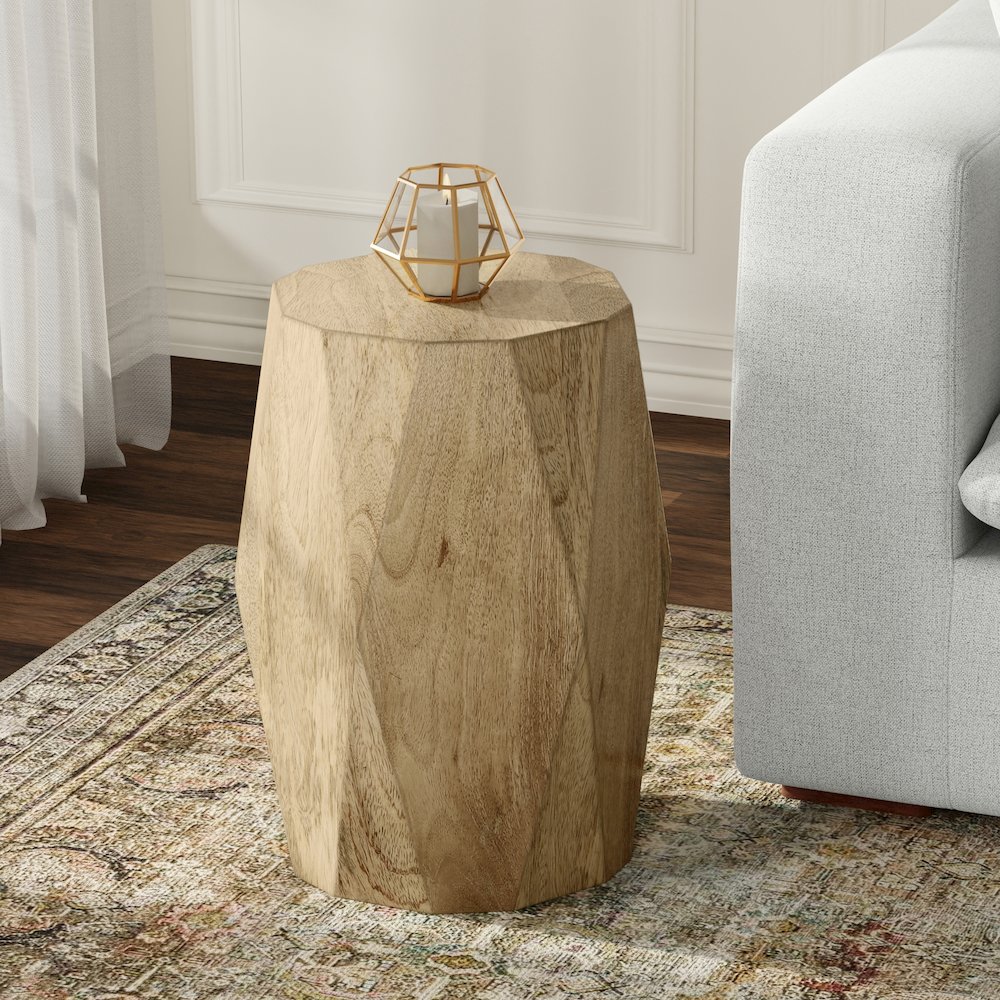 Judson 15 inch Wide Solid Mango Contemporary End Table in Natural, Assembled. Picture 6