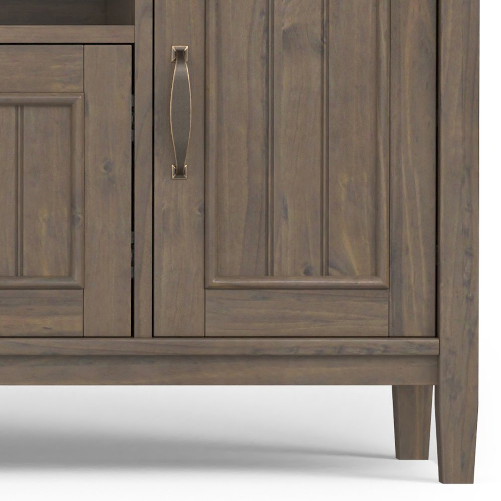 Lev Solid Wood 72 Inch Tv Media Stand In Smoky Brown For Tvs Up To 80 Inches. Picture 4