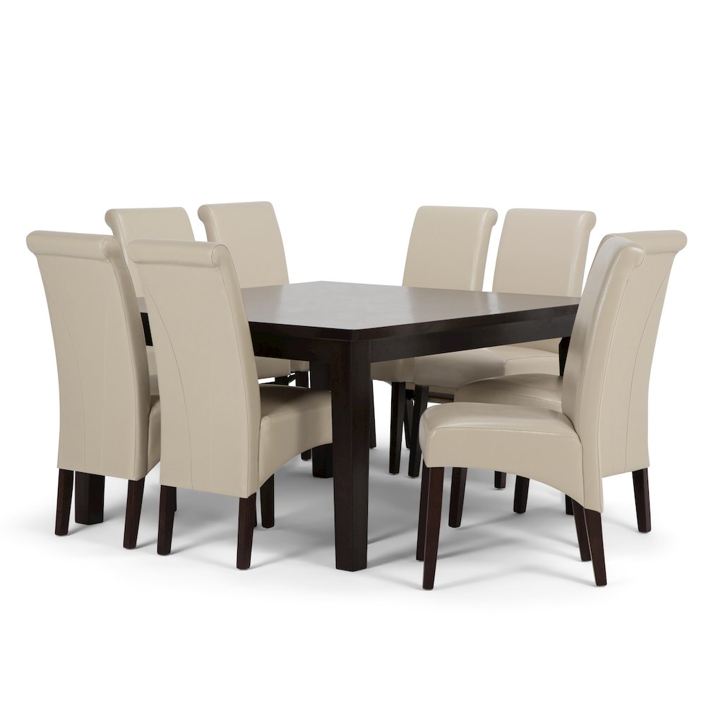 Avalon Solid Hardwood 9 Piece Dining Set In Satin Cream. Picture 1