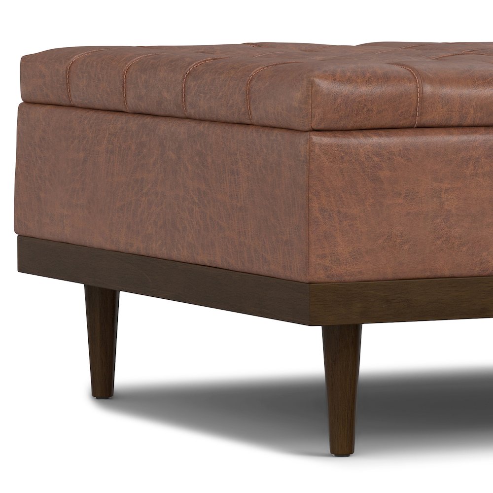 Mariah Lift Top Table Storage Ottoman in Distressed Saddle Brown. Picture 9