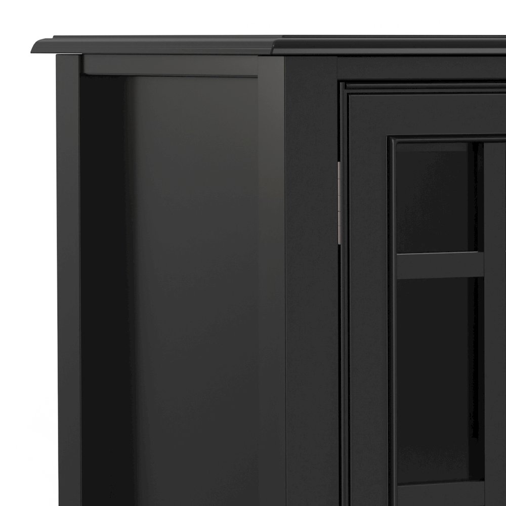 Solid Wood 60 Inch Wide Traditional Wide Storage Cabinet Buffet In Black. Picture 2