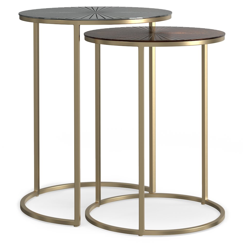 Drake 2 Pc Nesting Table In Antique Nickel, Antique Copper. Picture 1