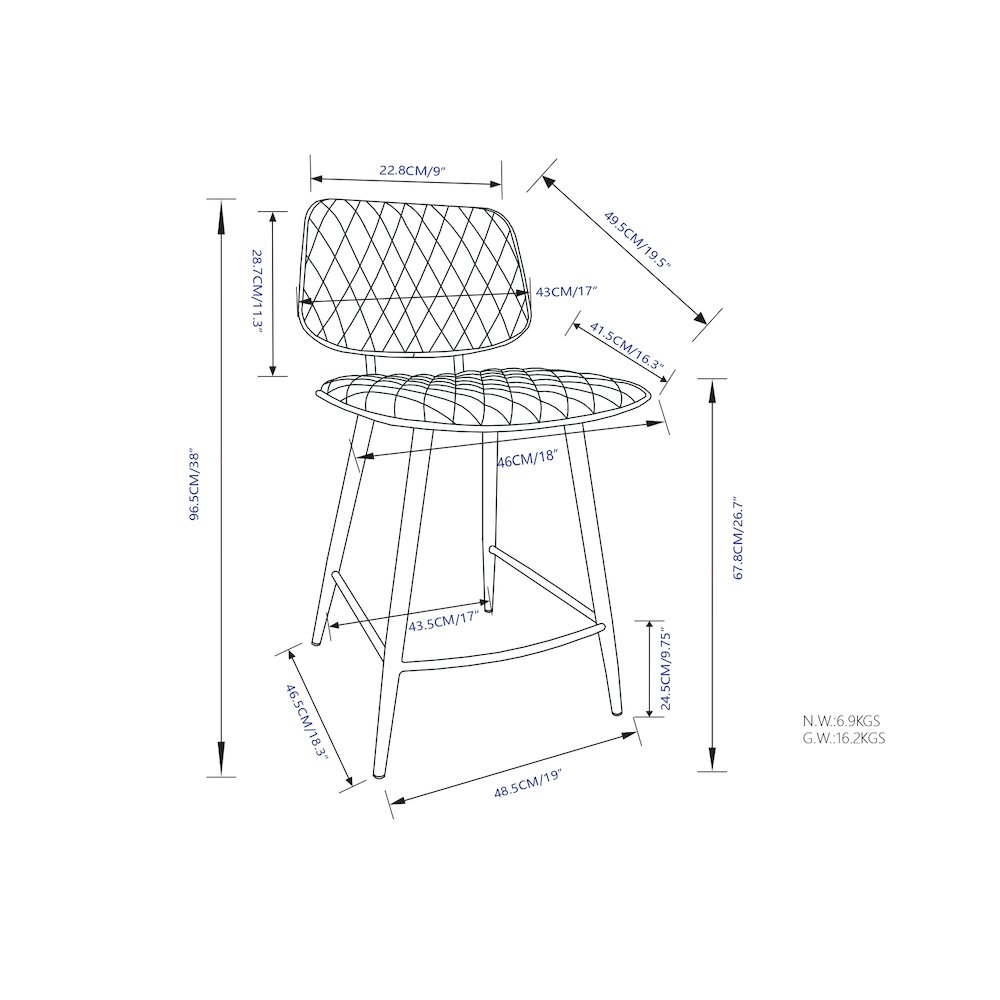 Raya Counter Height Stool (Set Of 2) In Black Vegan Faux Leather. Picture 6