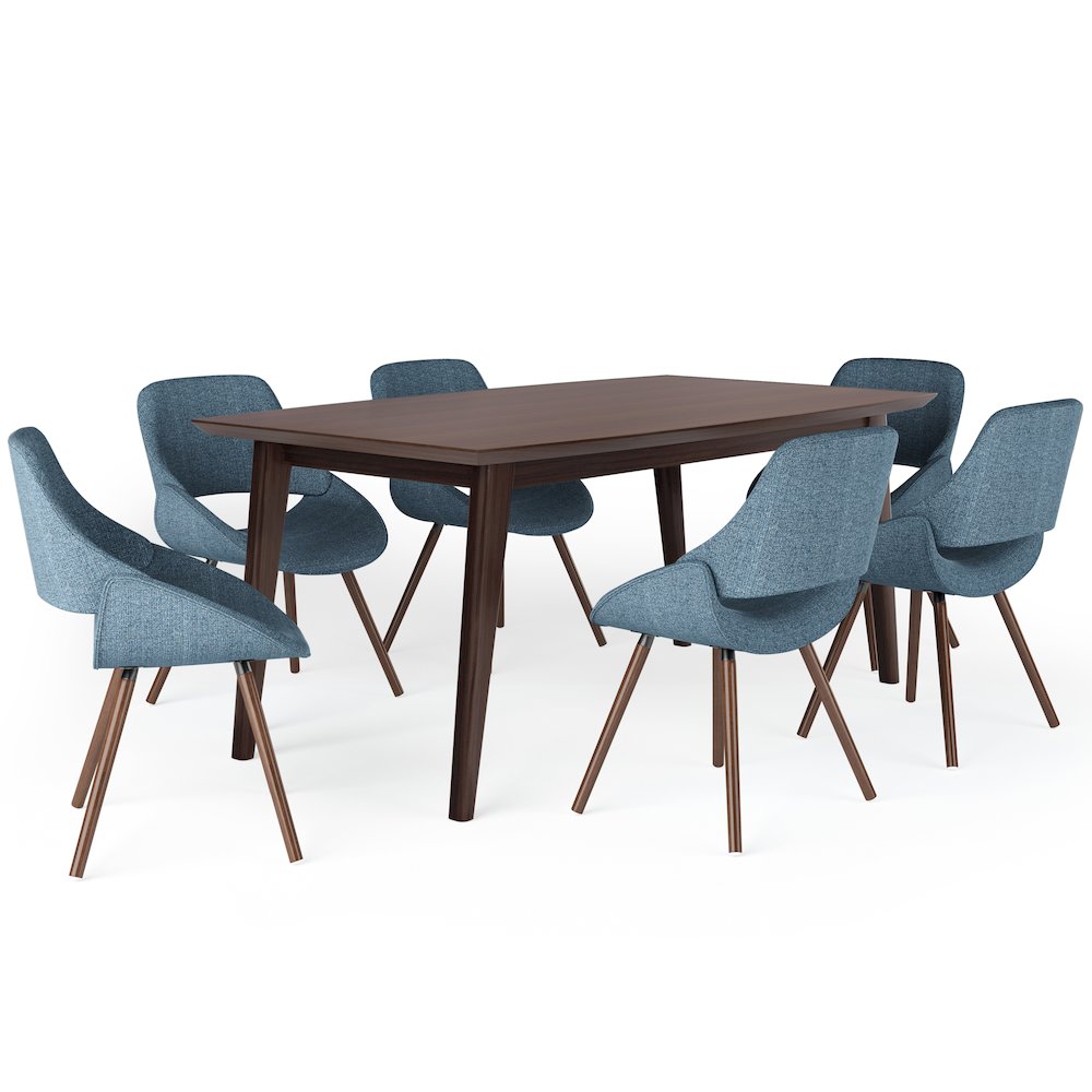 Malden / Draper Solid Hardwood 7 Piece Dining Set In Denim Blue. Picture 1