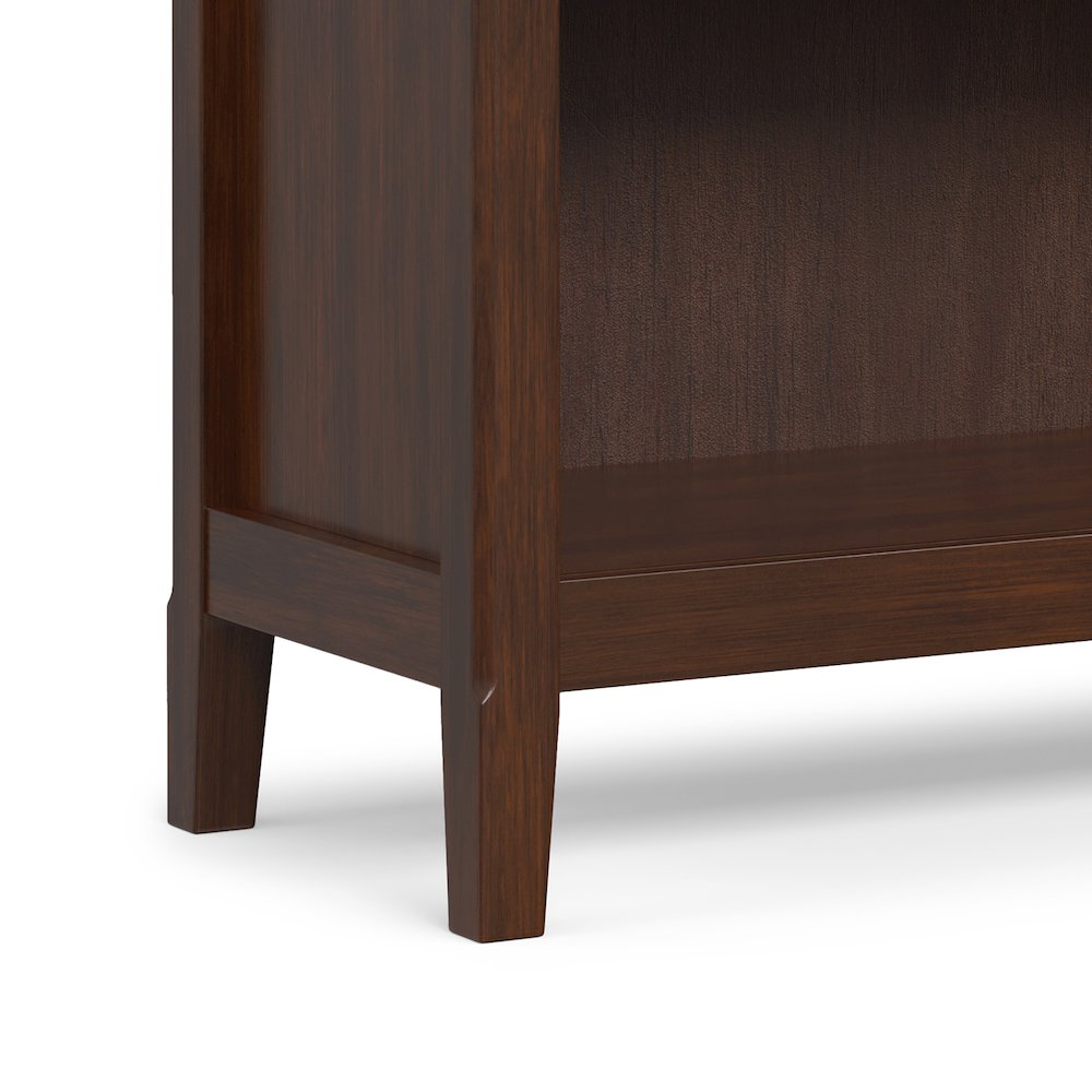 Amherst 36 inch Wide Solid Wood Transitional 2 Shelf Bookcase in Russet Brown. Picture 4