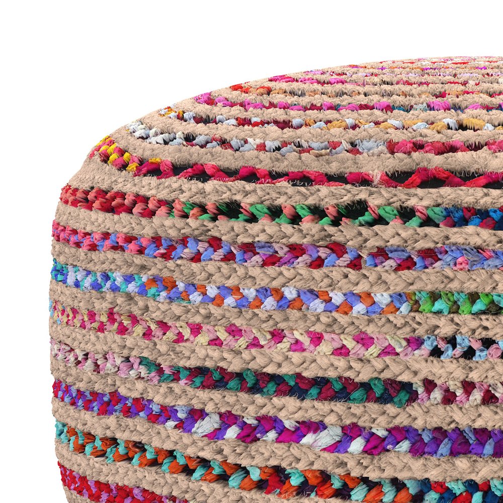 Margo Boho Contemporary Round Large Pouf in Multi Color. Picture 5
