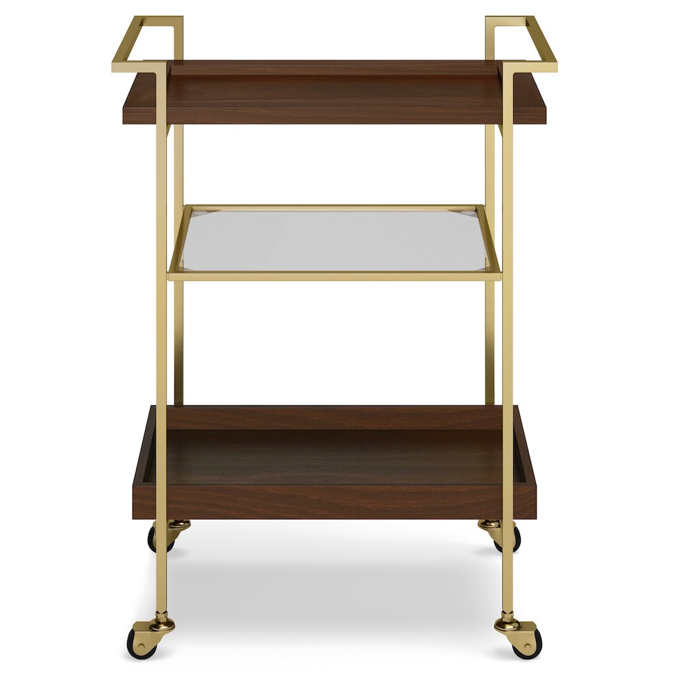 Jace Solid Mango Wood 26 Inch Bar Cart In Cognac. Picture 4