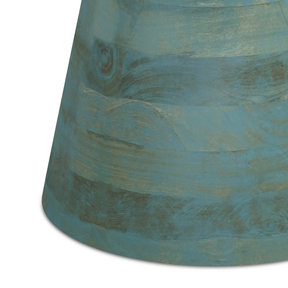 16 inch Wide Round Boho Contemporary Rustic Accent Table in Teal Wash. Picture 5