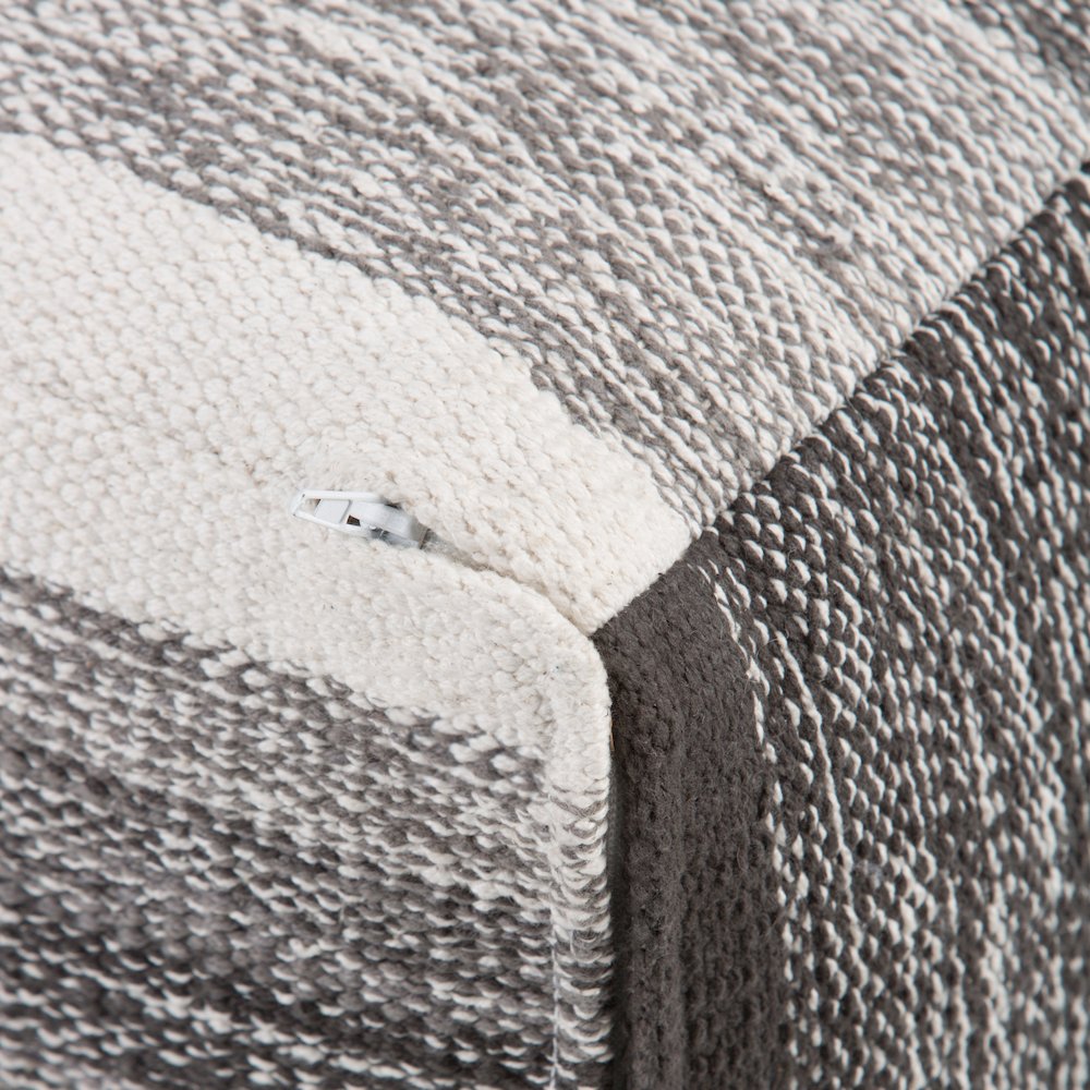 Naya Cube Pouf In Patterned Grey Melange Cotton. Picture 3