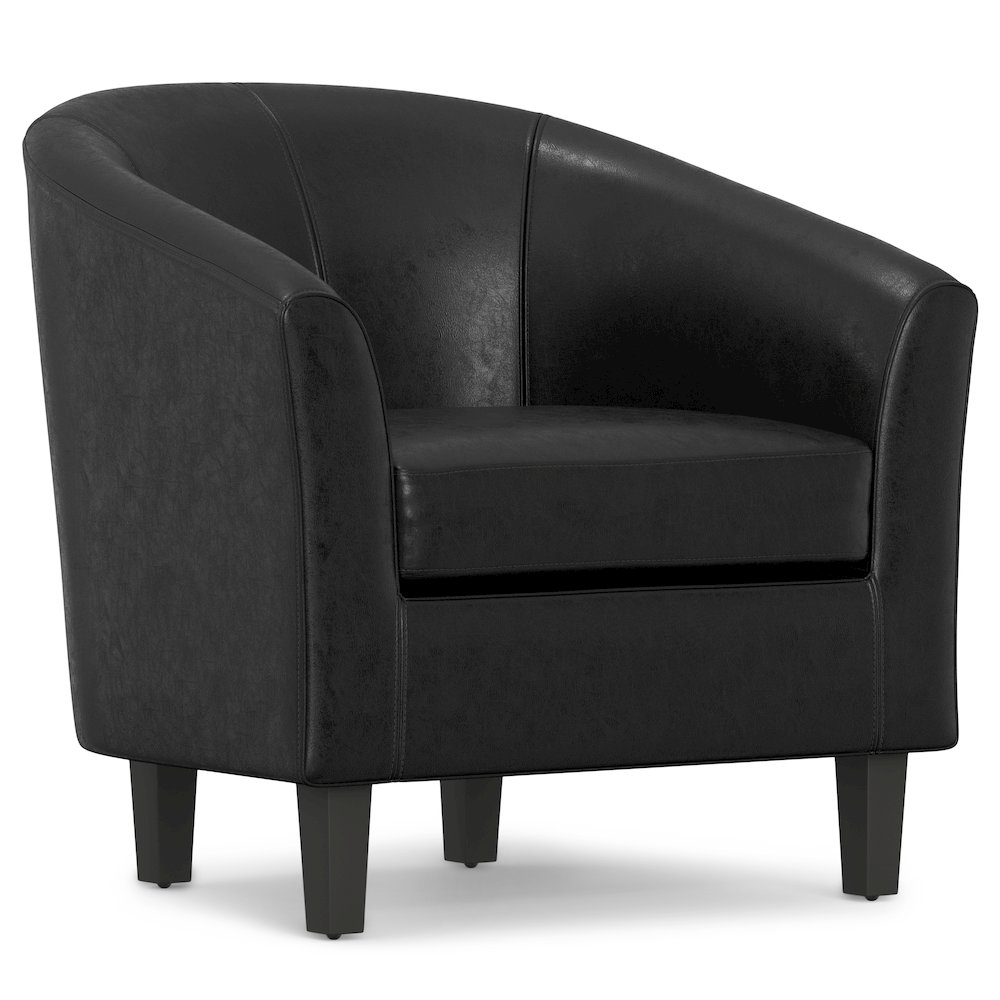 Austin Tub Chair In Distressed Black Vegan Faux Leather. Picture 1