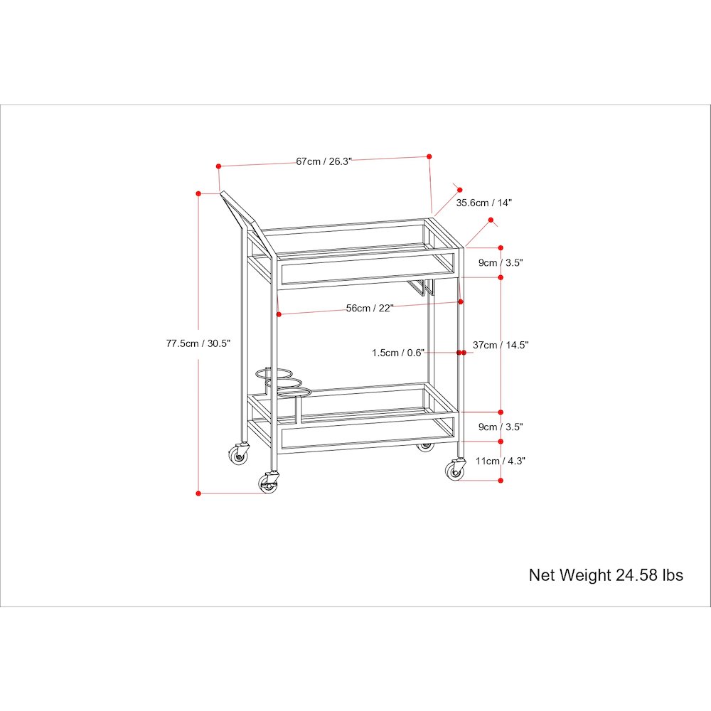 Watts 26 Inch Bar Cart In Chrome. Picture 6