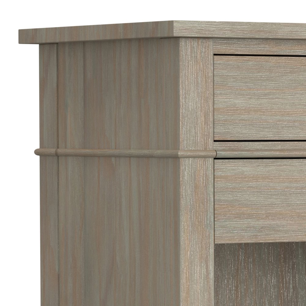 24 inch Solid Wood Transitional Bedside Table in Distressed Grey (Set of 2). Picture 3