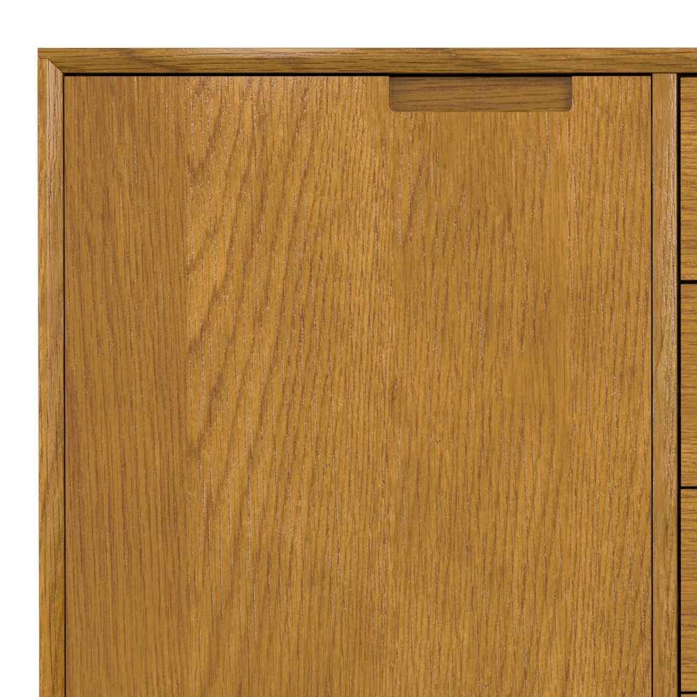 And Metal Rectangle Industrial Sideboard With Centre Drawers In Oak Veneer. Picture 5