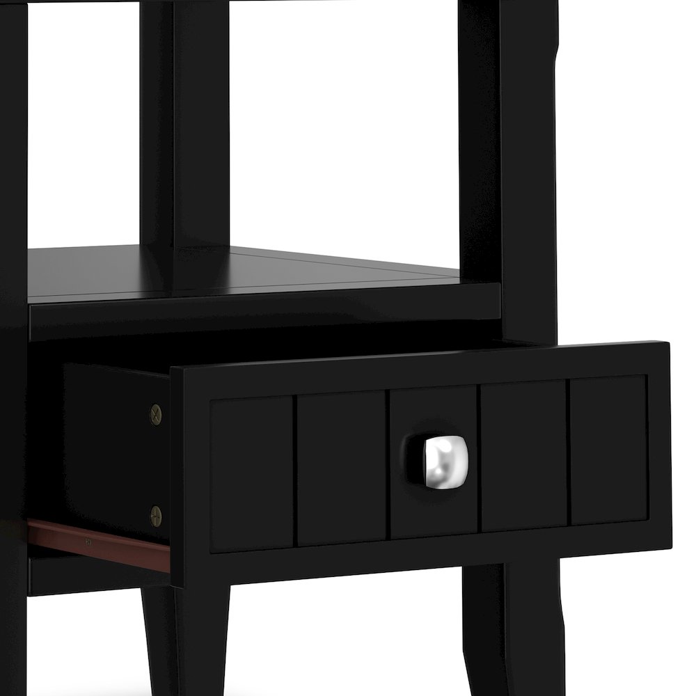 Acadian 19 Inch Wide Solid Wood Transitional End Table With Drawer In Black. Picture 4