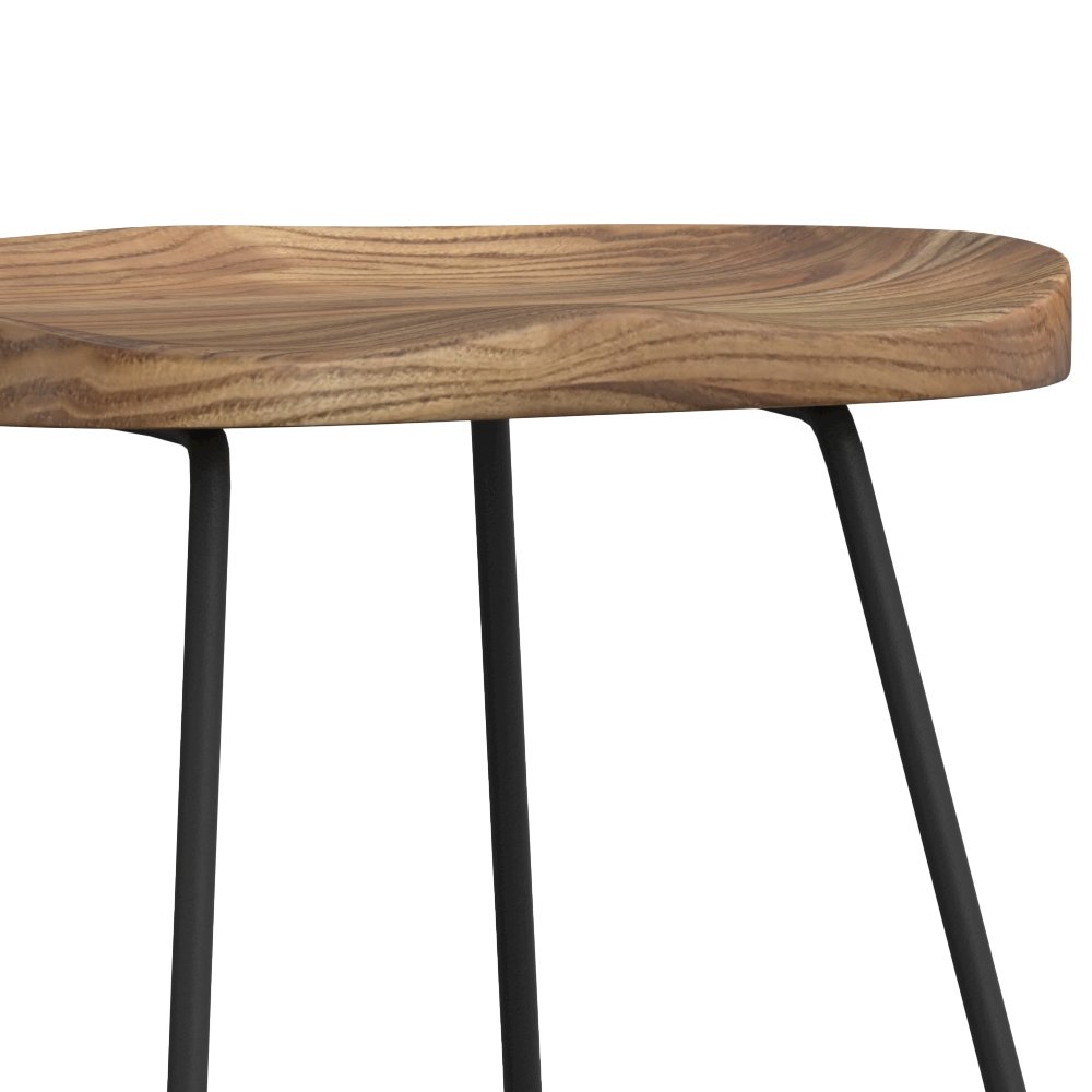 24 Inch Saddle Counter Height Stool (Set Of 2) In Natural/Black. Picture 2