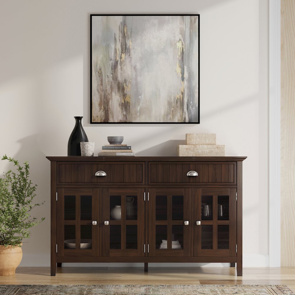 Acadian Solid Wood Large Sideboard Buffet In Brunette Brown. Picture 5