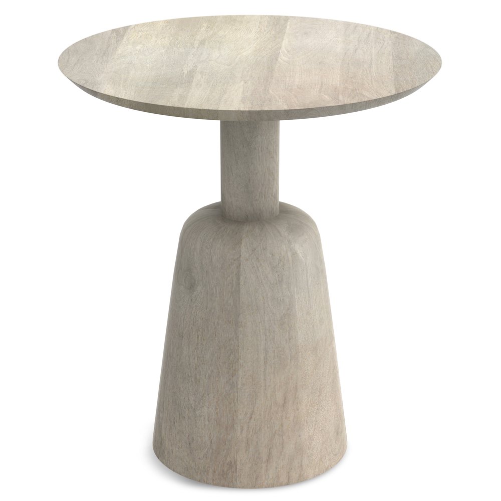 18 inch Wide Round Contemporary Side Table in White Wash. Picture 2