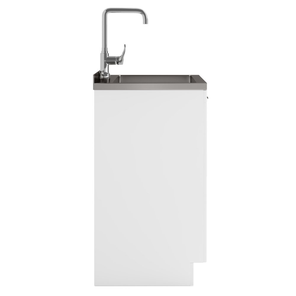 Murphy 24 Inch Laundry Cabinet With Faucet And Stainless Steel Sink In White. Picture 3