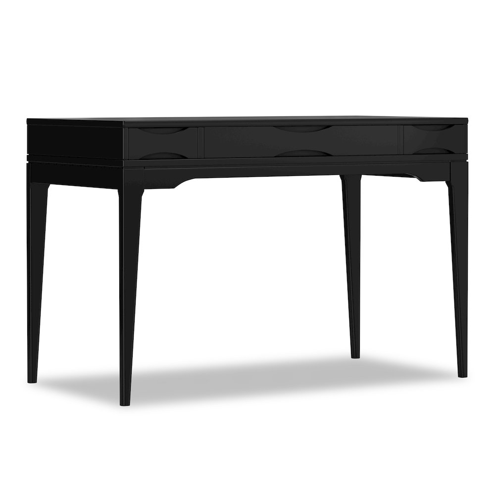 Harper 48 inch Wide Solid Hardwood Mid-Century Modern Small Desk in Black. Picture 1