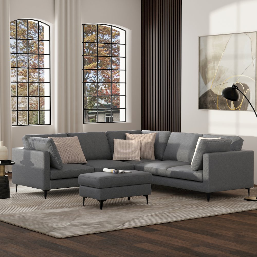 Ava Corner Sectional In Tightly Woven Performance Fabric. Picture 5