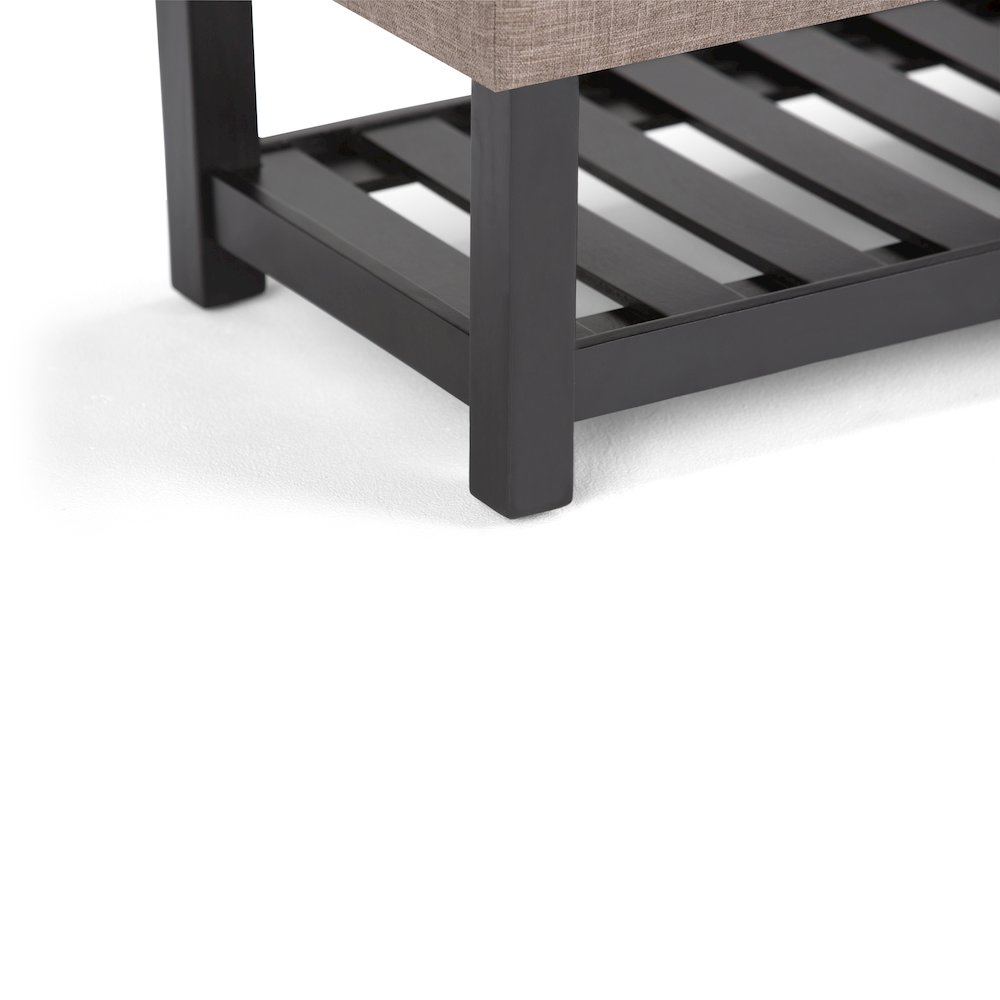 Saxon Solid Hardwood Storage Ottoman Bench In Fawn Brown. Picture 3