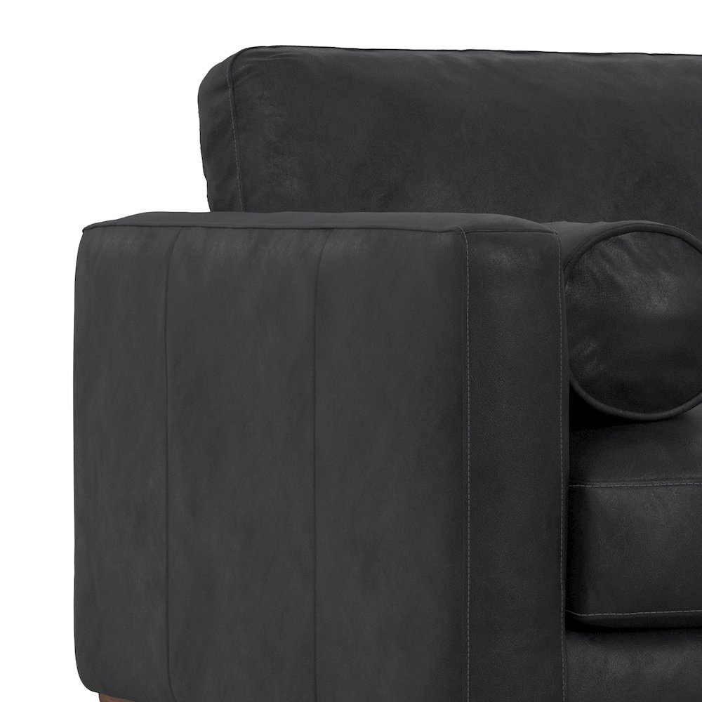 Mid-Century Modern Accent Chair In Lead Black Top Grain Genuine Leather. Picture 2