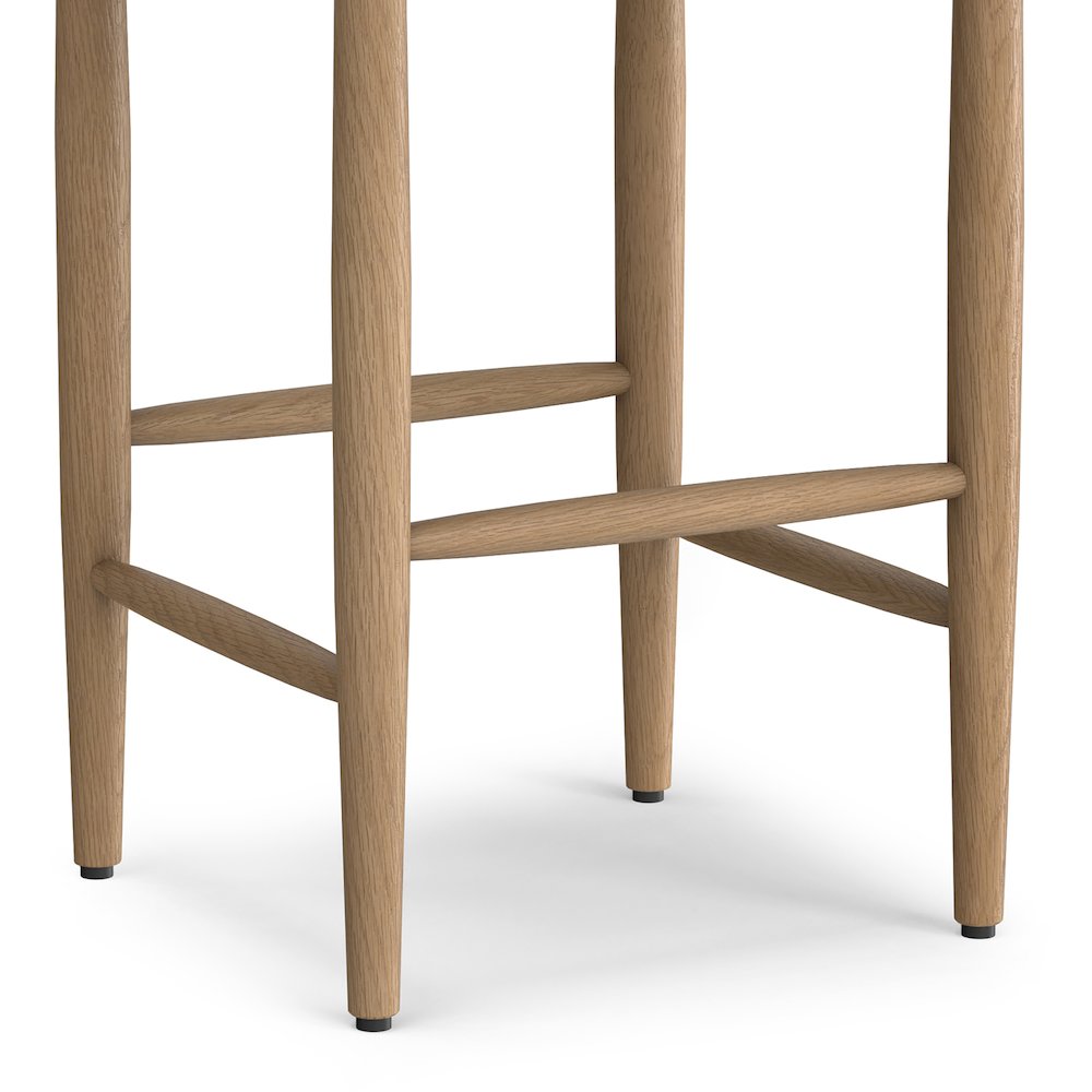 Molly Mid Century Modern Bar Stool in Natural Faux Leather, Fully Assembled. Picture 4