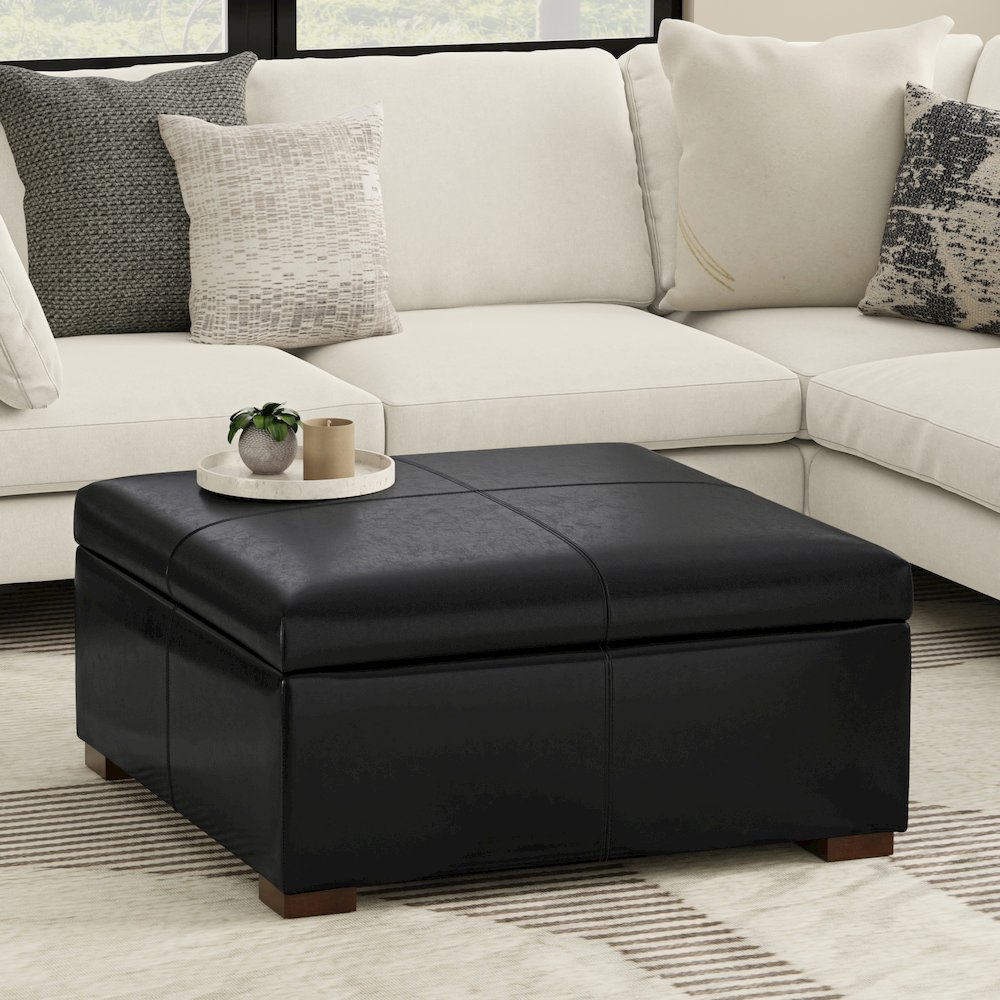 36 inch Wide Contemporary Square Square Coffee Table Storage Ottoman. Picture 7
