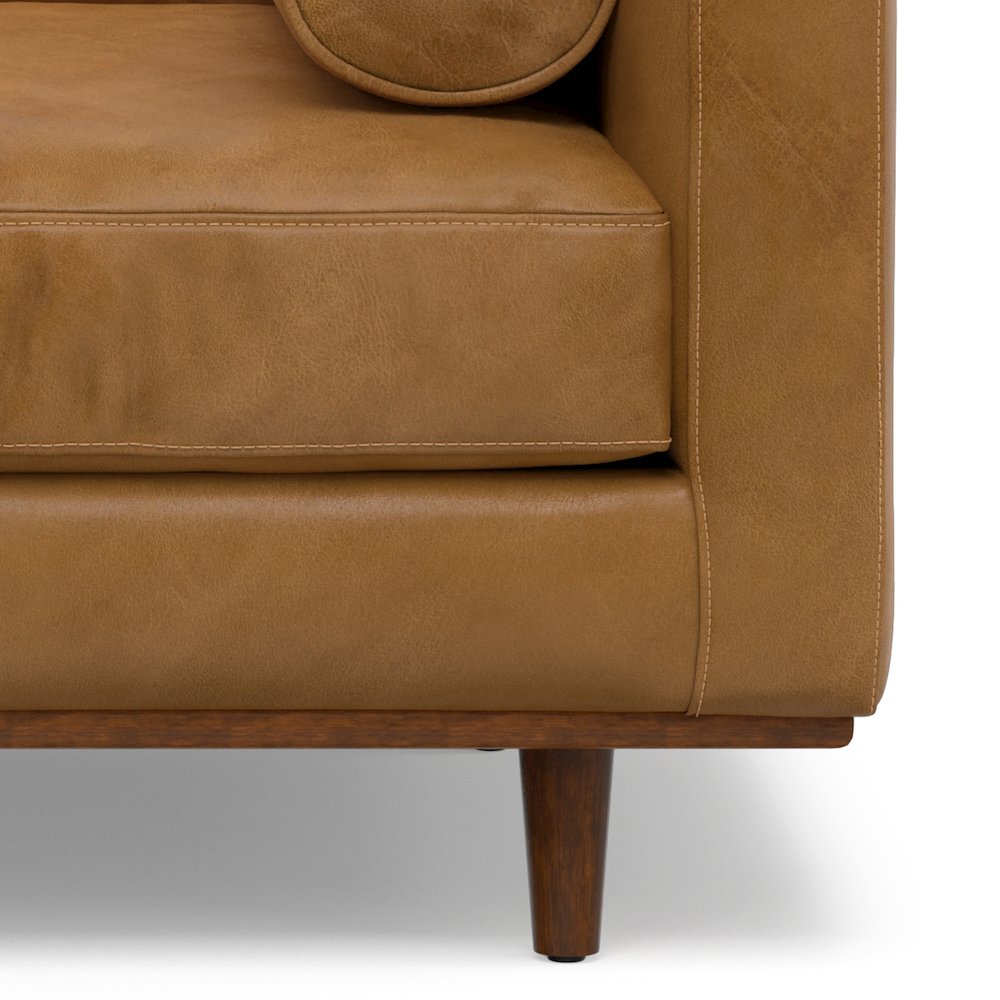 43 Inch Wide Mid-Century Modern Accent Chair In Sienna Top Grain Genuine Leather. Picture 3
