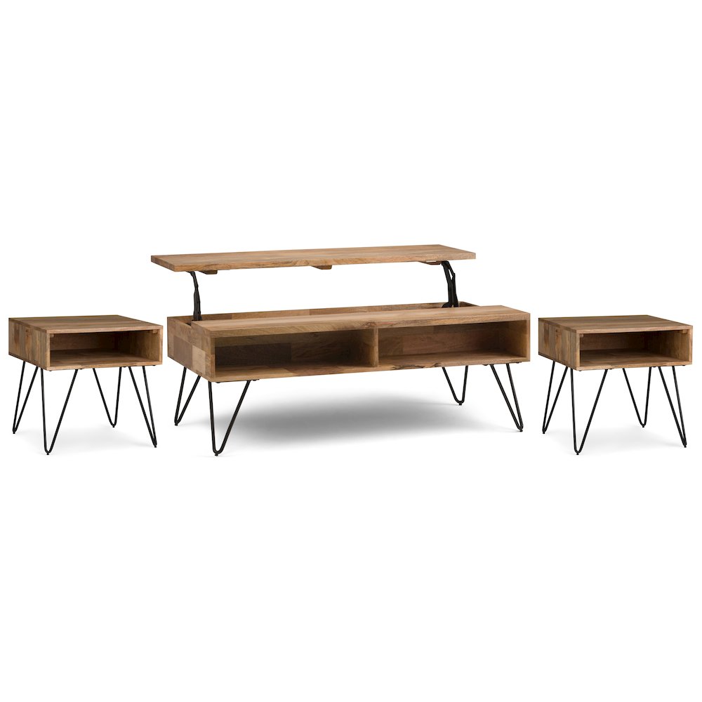 48"W Lift-Top Coffee Table with 2 22"W End Tables in Natural (Set of 3). Picture 1