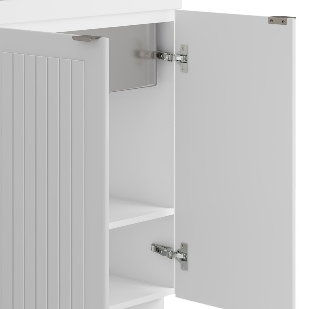 Murphy 28 Inch Laundry Cabinet With Faucet And Stainless Steel Sink In White. Picture 4