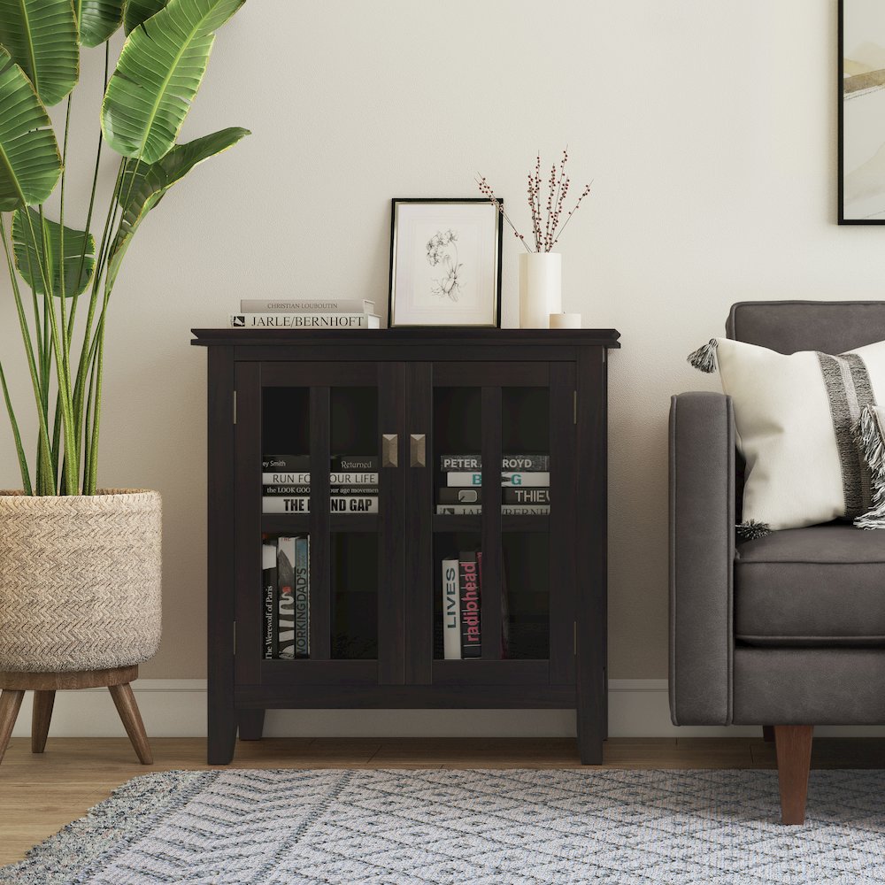 Artisan Solid Wood Low Storage Cabinet In Hickory Brown. Picture 5