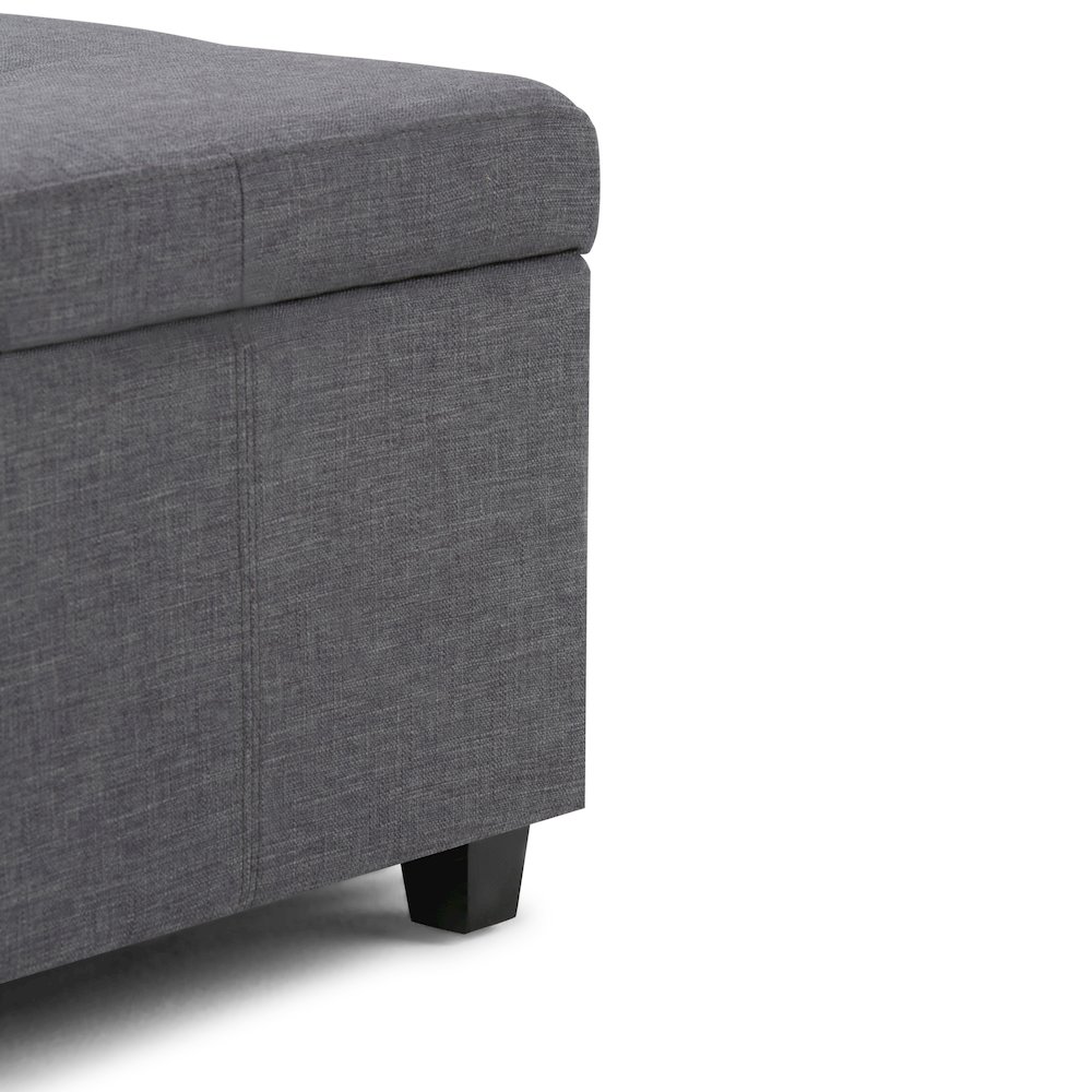 Castleford Storage Ottoman In Slate Grey Linen Look Fabric. Picture 3